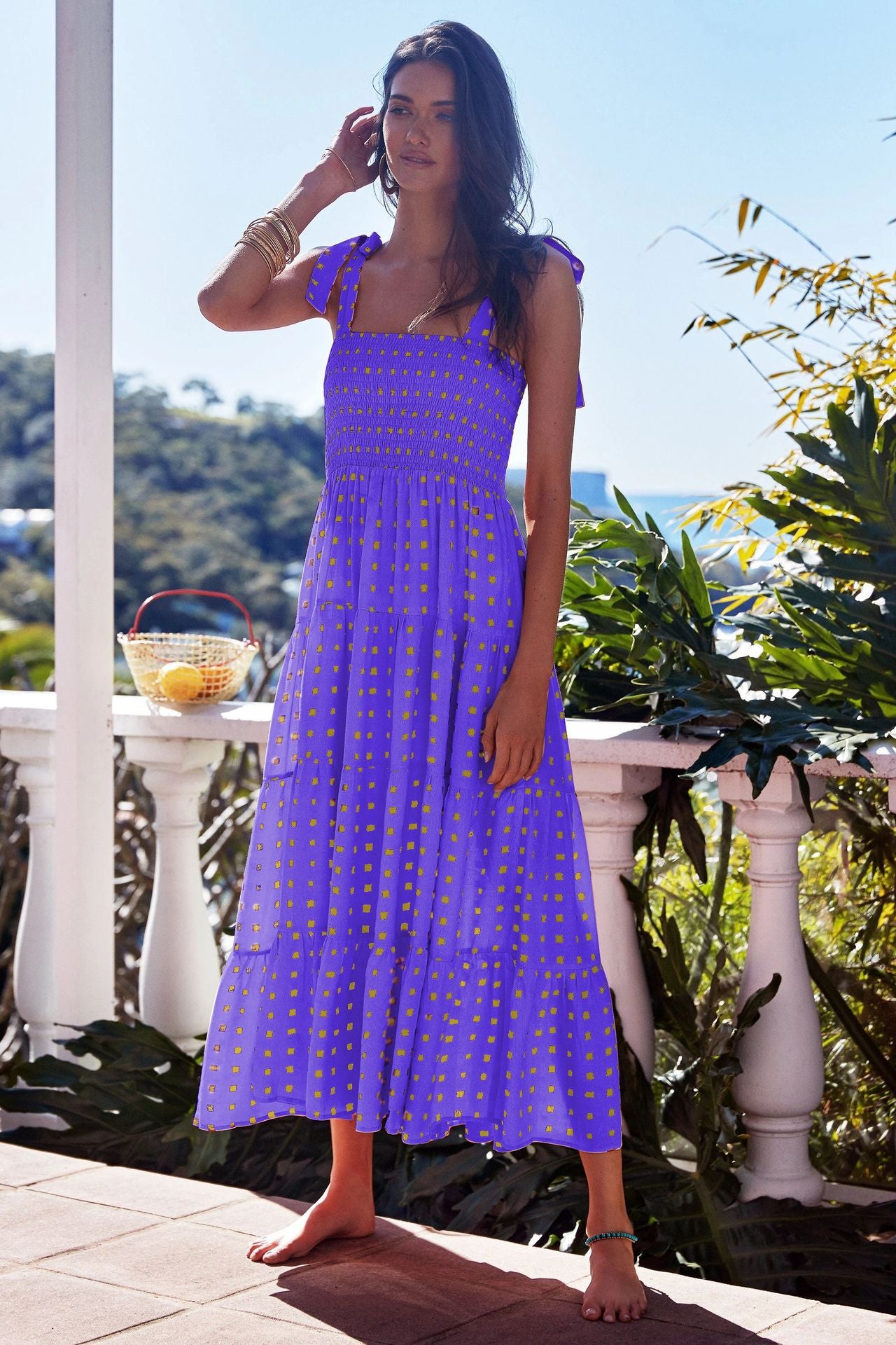 Summer Women's New Commuter Sleeveless Spice Print Long Halter Dress