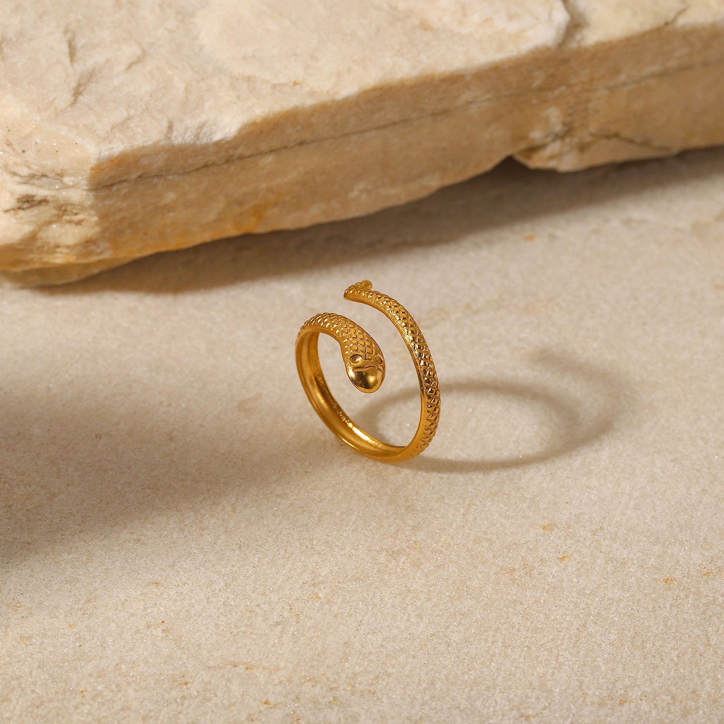 5pcs Vintage 18K Gold Stainless Steel Serpentine Open Ring Ladies Geometric Knuckle Ring Feminine Party Jewelry Accessory