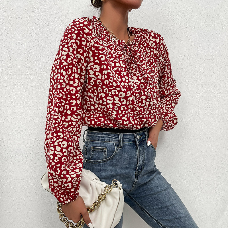 Fashion Women's New Spring New Splicing Leopard Print Long Sleeve Women's Jumpsuit