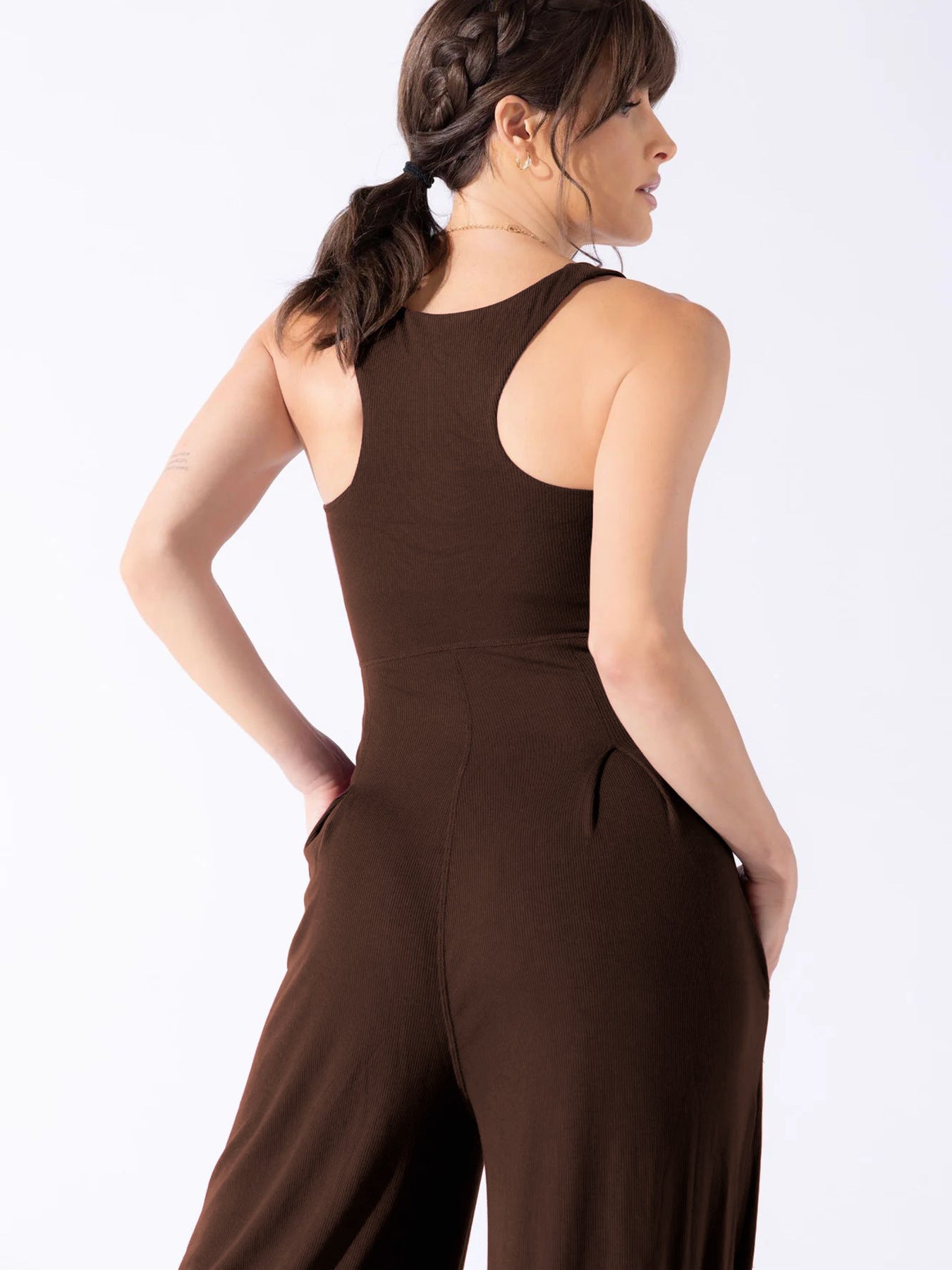 Spring And Summer High-Waisted Romper New Temperament Commuter Casual Pants Women Solid Color Loose Wide-Leg Pants