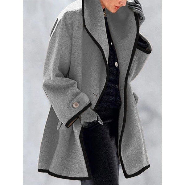Autumn And Winter Woolen Women's Coat Woolen Contrast Coat