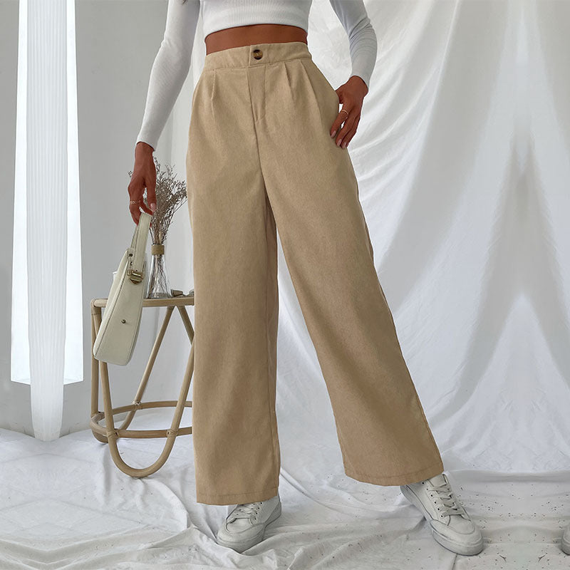 New Autumn Winter Casual Women's Pants Commuter Corduroy Commuter Wind Wide-Leg Pants