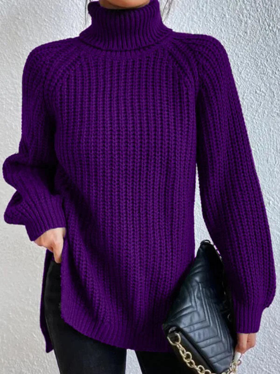 Autumn/Winter New Rotator Sleeve High-Lapel Mid-Length Sweater Dress