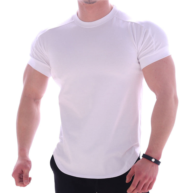 Fitness Tights Men's Sports T-Shirt Quick Drying Clothes Summer Running Round Neck Basketball Training Clothes Elastic Short Sleeve