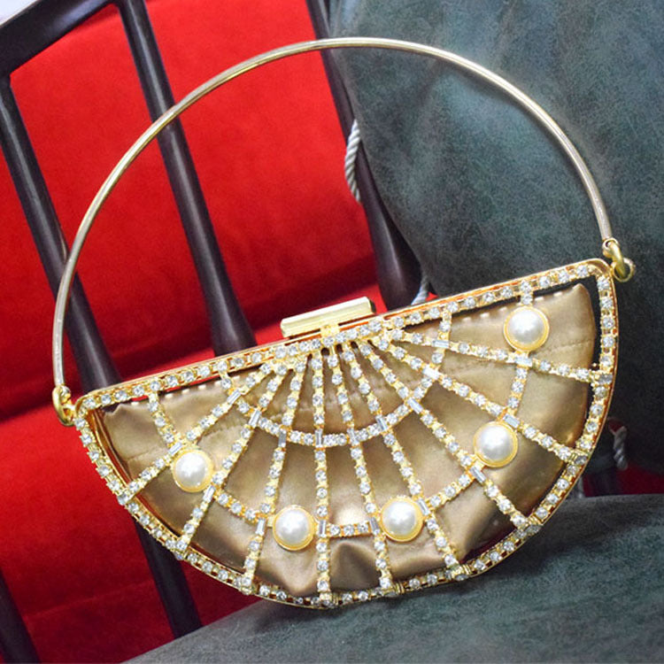 Summer New Popular Diamond-Encrusted Niche Diy Dinner Party Pearl Hand-Held Diagonal Banquet Bag