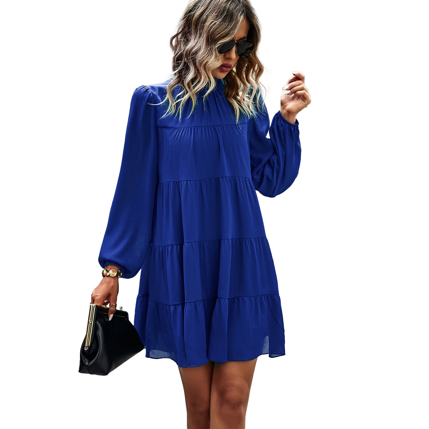 Round Neck Long Sleeve Loose Dress Spring And Autumn Seasons Casual A-Line Skirt Temperament