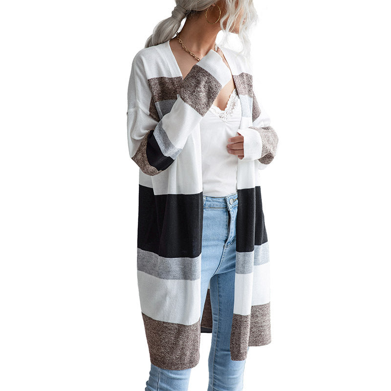 Fashion Women's Thin Long-Sleeved Color Sweater Cardigan Outside To Wear