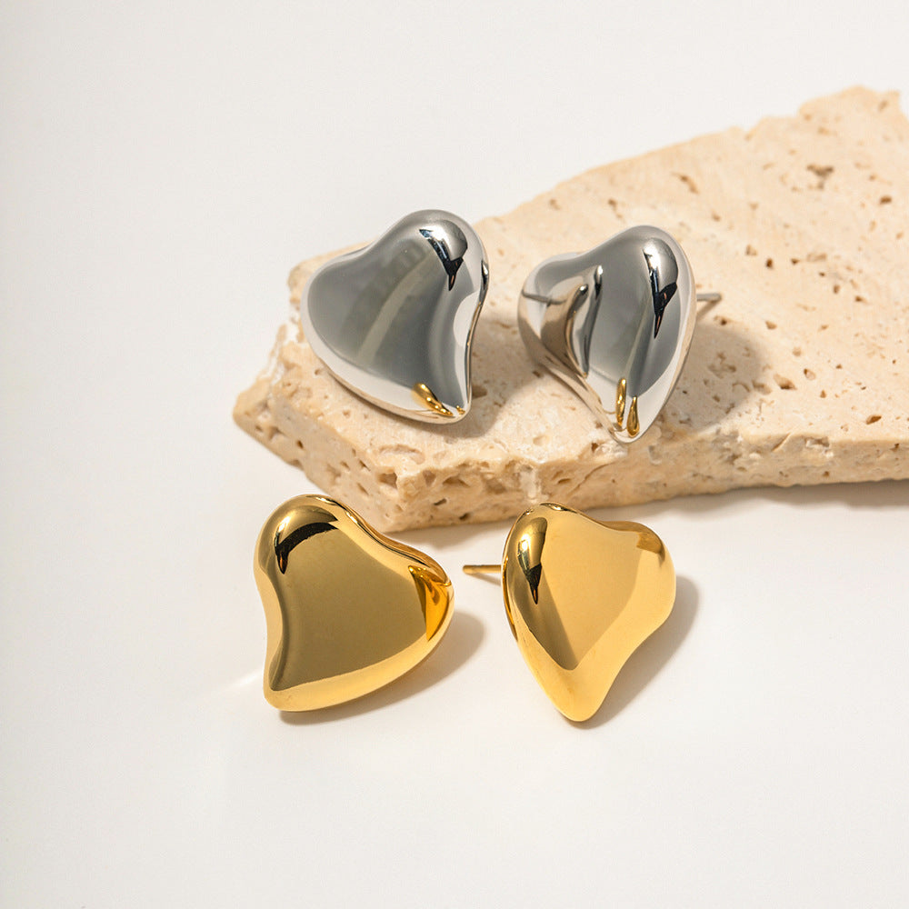 5pcs Accessories 16K Gold Irregular Love Earrings Exaggerated Design Sense Not Fading Earrings