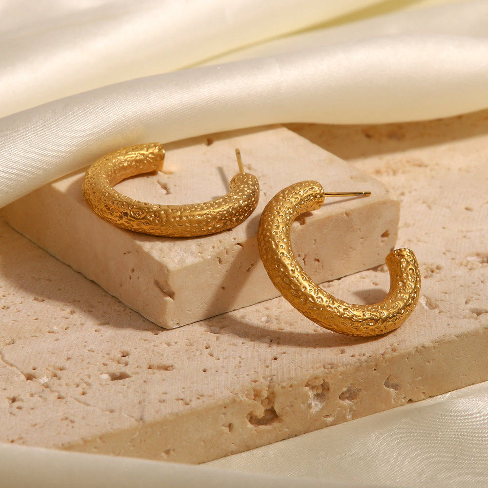 5pcs Accessories 18K Gold Plated C-Shaped Stainless Steel Earrings New Fashion All-In-One Earrings