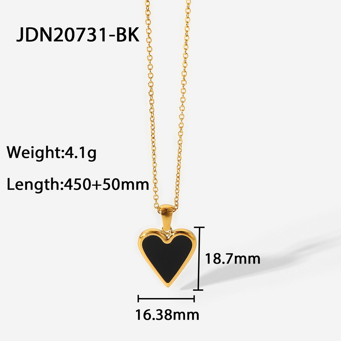 5pcs 18K Gold White Shell/Green Peacock Stone/Black Shell Love Pendant Necklace Titanium Steel Jewelry For Women