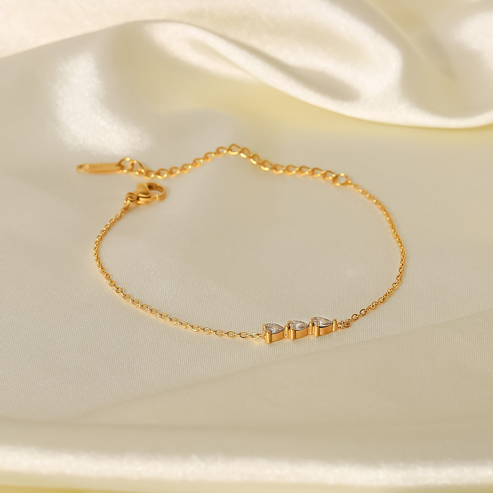 5pcs 18K Gold Plated Stainless Steel Fine Chain Jewelry Pendant Multi-Cubic Zirconia Drop Pendant Bracelet For Women
