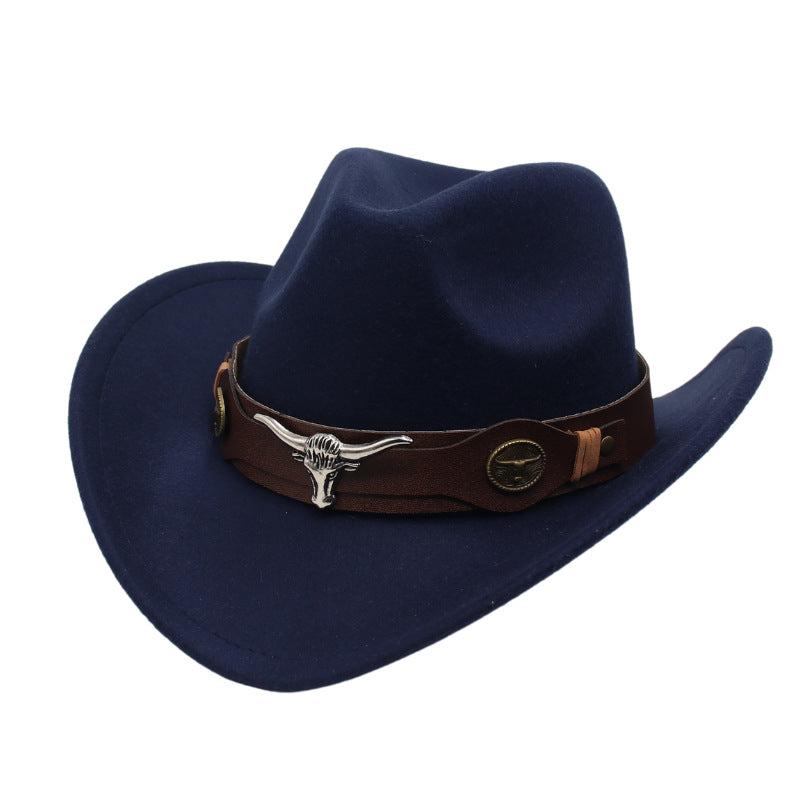 Western Cowboy Hat Ox Head Accessories Felt Hat National Wind Men'S And Women's Hats