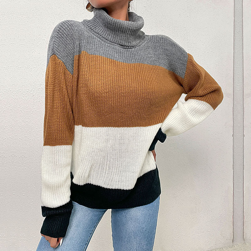 New Autumn Women's Pullover Loose Color Turtleneck Sweater