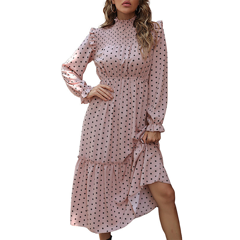 New Autumn New Fashion Women Long-Sleeved Polka Dot Dress