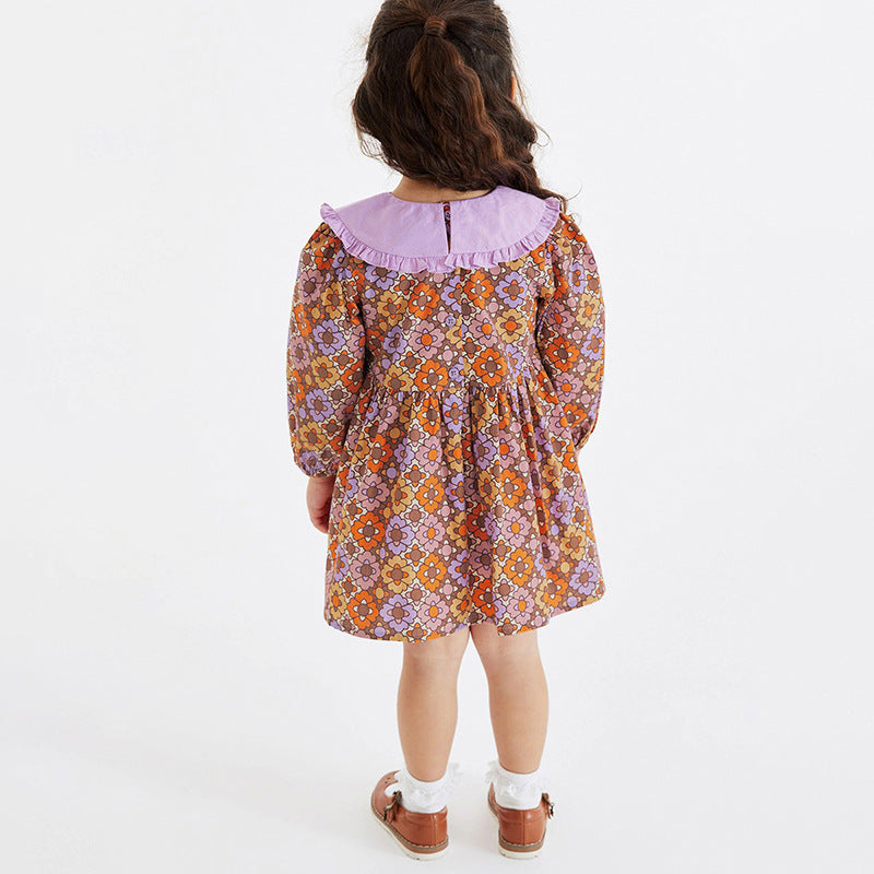 Long Sleeve Girls Dress In The Little Child Cotton Skirt Autumn Children's Dress