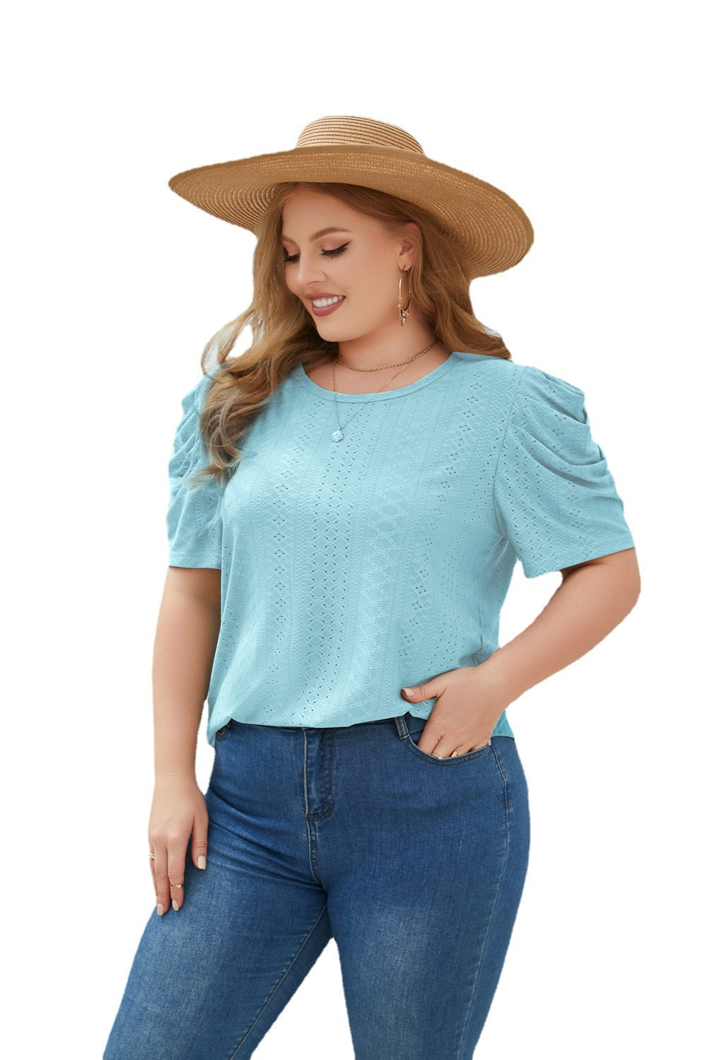 Spring Summer Women's Loose Casual T-Shirt Large Size Women's Round Neck Short Sleeve Commuter Large Size Top