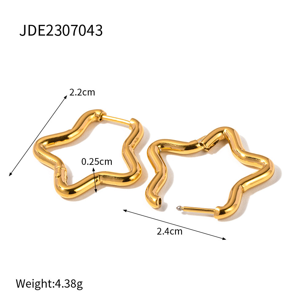 5pcs With Temperament Titanium Steel Earrings Stainless Steel Plated 18K Gold Love Stud Earrings With Earrings For Women
