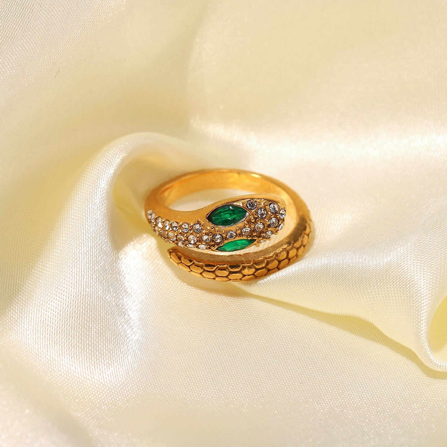5pcs Unique 18K Gold Plated Serpentine Zircon Ring Jewelry Elegant Stainless Steel Serpentine Zircon Ring Ring For Ladies