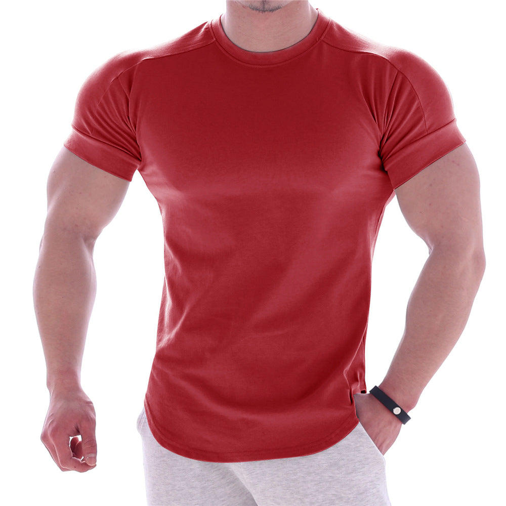 Fitness Tights Men's Sports T-Shirt Quick Drying Clothes Summer Running Round Neck Basketball Training Clothes Elastic Short Sleeve