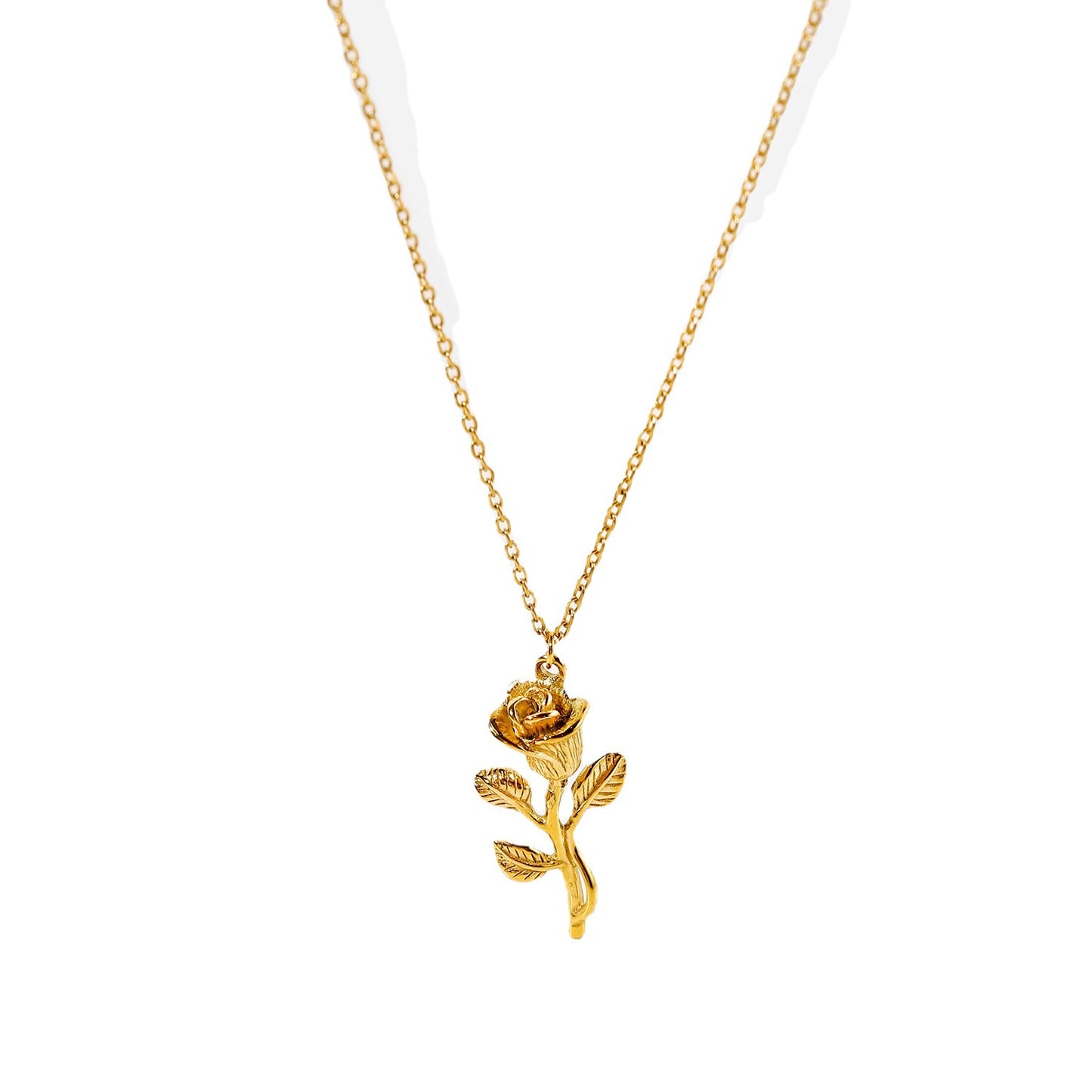 5pcs New Fashion 18K Gold Plated Three-Dimensional Rose Pendant Necklace Jewelry Women's Necklace Jewelry