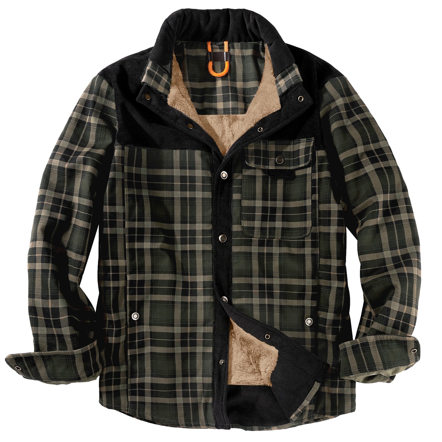 Men's Coat Plaid Shirt Plus Fleece Large Size Winter Windproof Warm Hooded Cotton Jacket