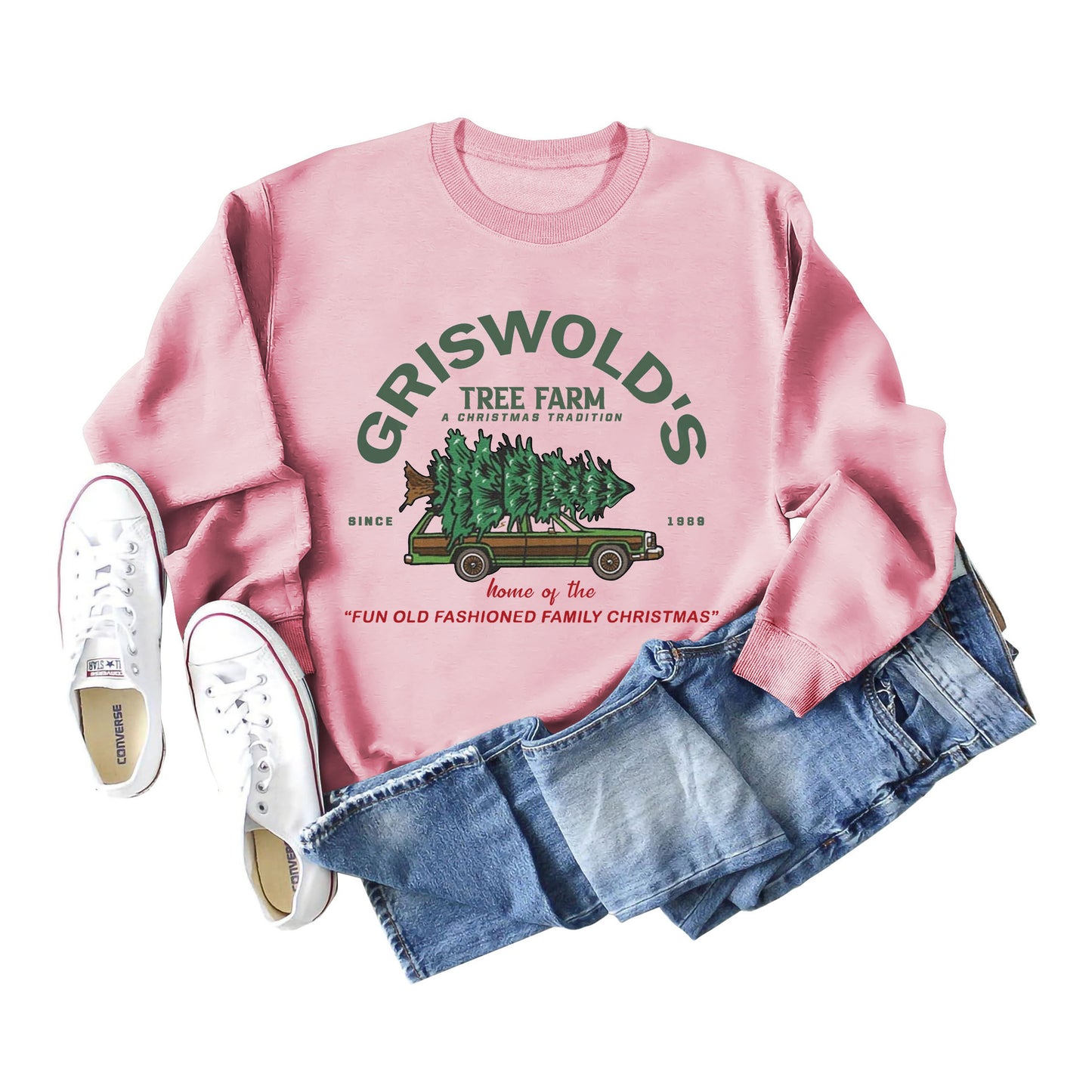 Griswold's Christmas Tree Letter Round Neck Long Sleeve Christmas Plus Size Women's Hoodie