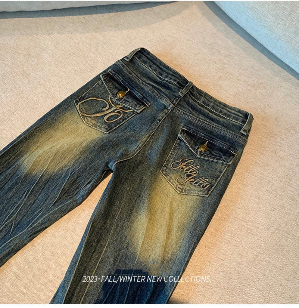 Spice Girl Low-Rise, Long-Legged Blue Jeans Flared