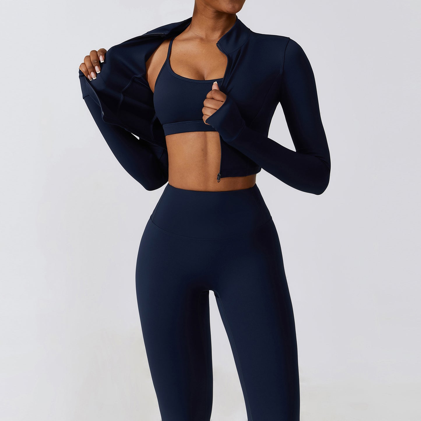 Autumn And Winter Tight Yoga Clothing Naked Sense Quick Drying Sports Set Slim Fitness Clothing Three Sets