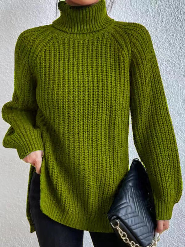 Autumn/Winter New Rotator Sleeve High-Lapel Mid-Length Sweater Dress