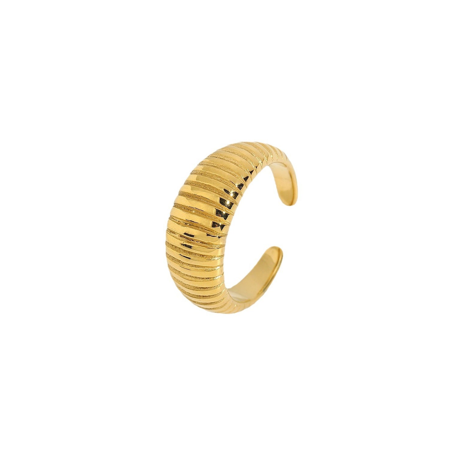 5pcs Tire Pattern Ring Female Fashion Vintage Titanium Steel Gold-Plated Ring Ring