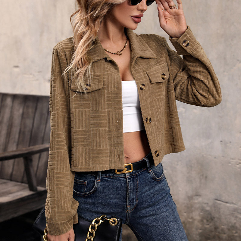 Autumn New Women's Corduroy Solid Color Women's Coat