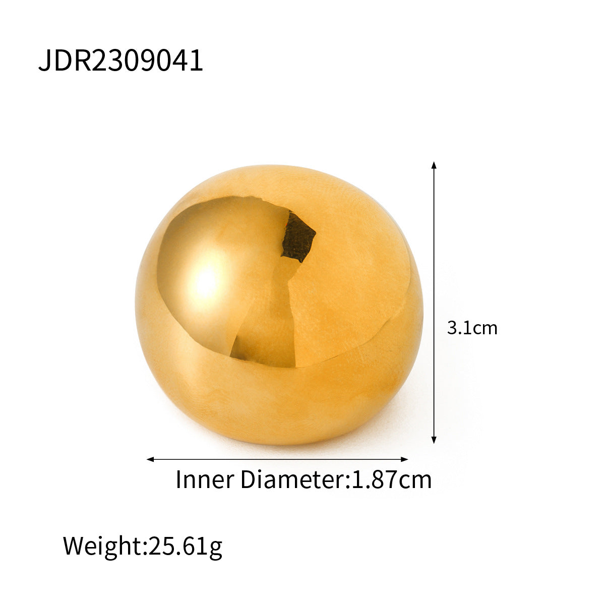 5pcs Simple Stylish Texture 18K Gold Stainless Steel 30Mm Face Width Large Chubby Hand Mirror Polishing