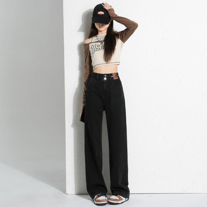 Retro High Waist Wide Leg Jeans For Women Autumn And Winter New Small Slim Straight Leg Trousers