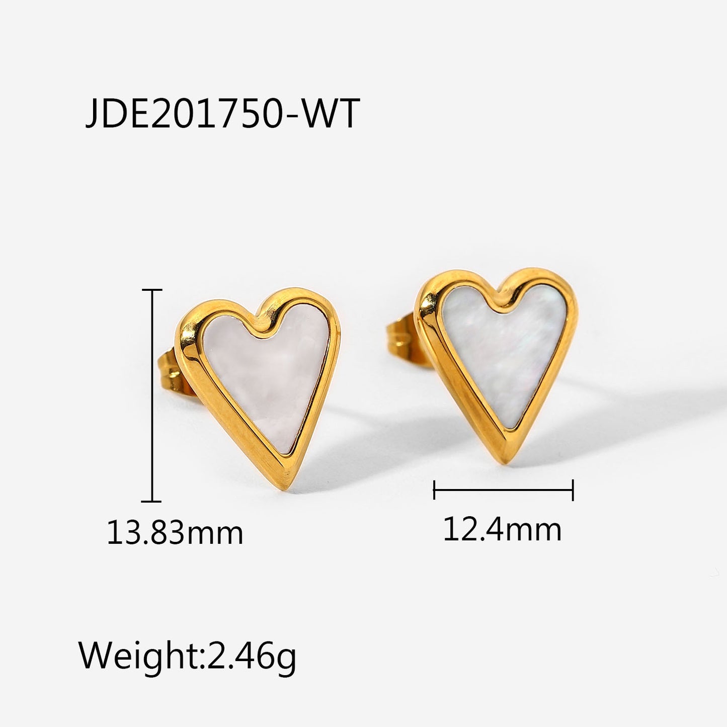 5pcs Natural Stone White Shell Green Peacock Stone Black Shell Love Earrings Fashion Stainless Steel Heart-Shaped Earrings For Women