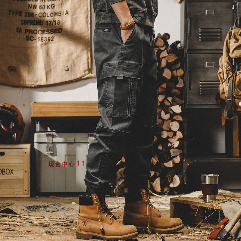 Heavy Vintage Cargo Pants Men Loose Straight Tube Spring And Autumn Casual Pants Men Wide Legs Large Size Corset Pants