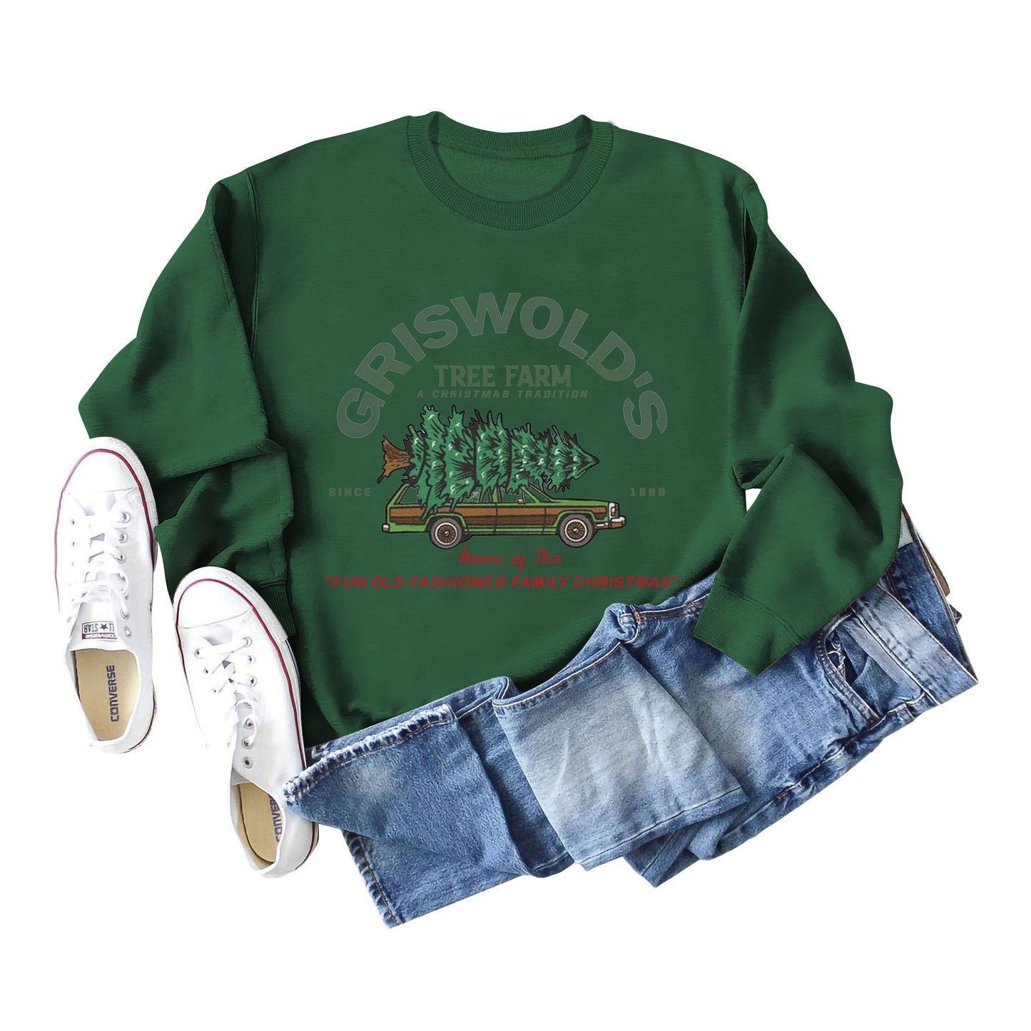 Griswold's Christmas Tree Letter Round Neck Long Sleeve Christmas Plus Size Women's Hoodie