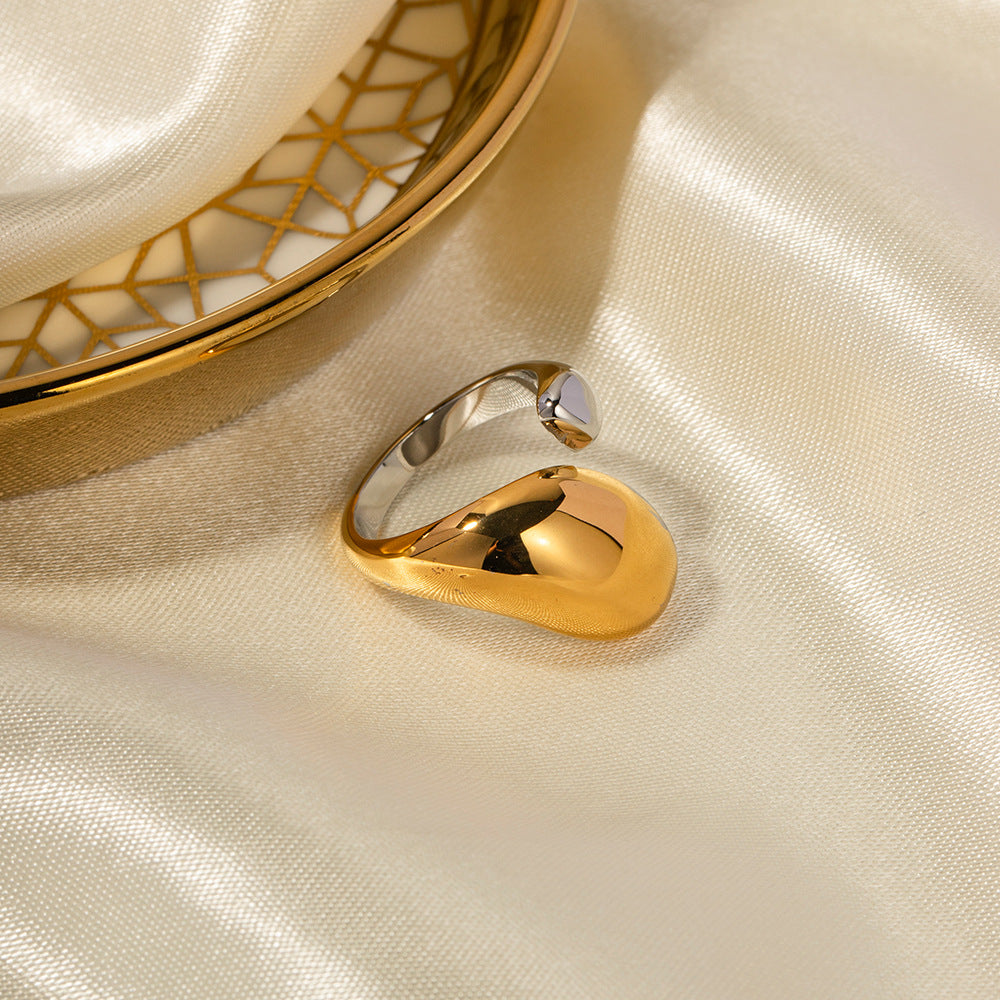 5pcs Small 18K Electroplated Titanium Steel Ring Women's Fashion Color Exaggeration Without Rules Open Ring