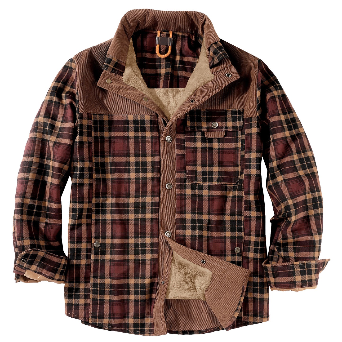 Men's Coat Plaid Shirt Plus Fleece Large Size Winter Windproof Warm Hooded Cotton Jacket