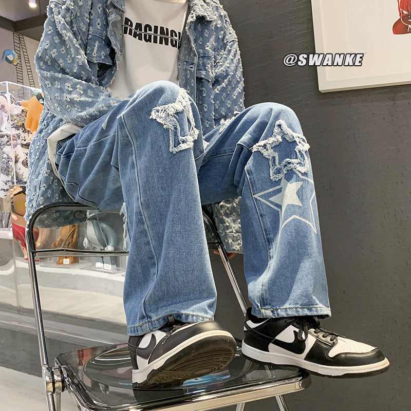 Baggy Print Jeans - Star Z