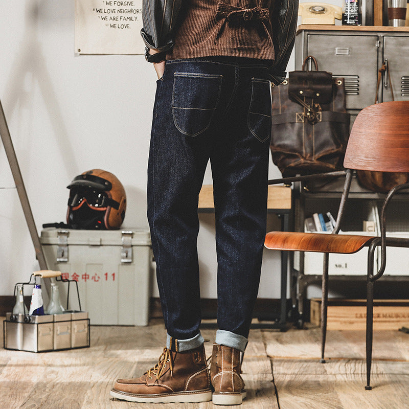 Retro Heavy Fall Jeans Men's Straight Leg Tannin Earthen Cattle Spring And Autumn May Khaki Long Pants