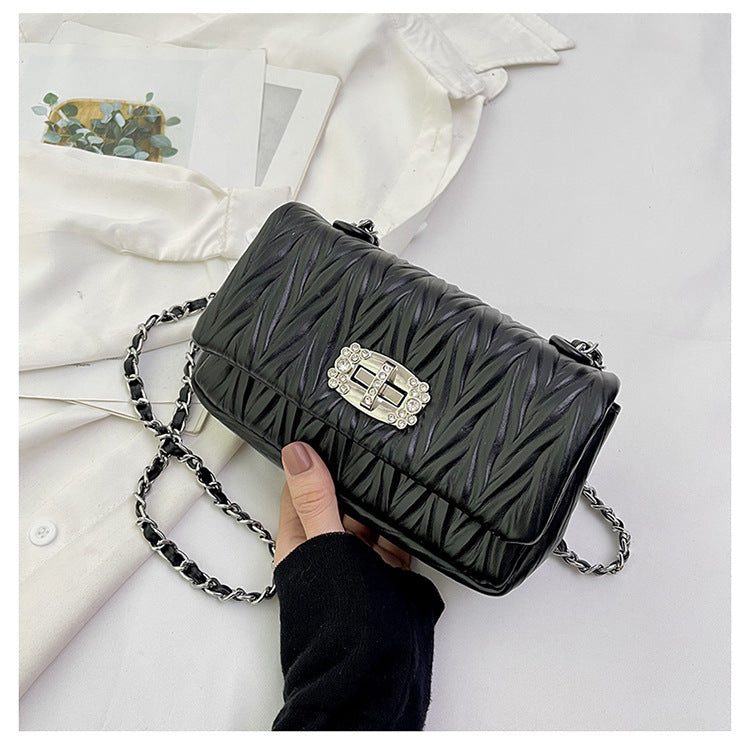 Niche High-Grade Folding Small Square Bag New Chain Underarm Bag Single Shoulder Hand Crossbody Bag Female Bag