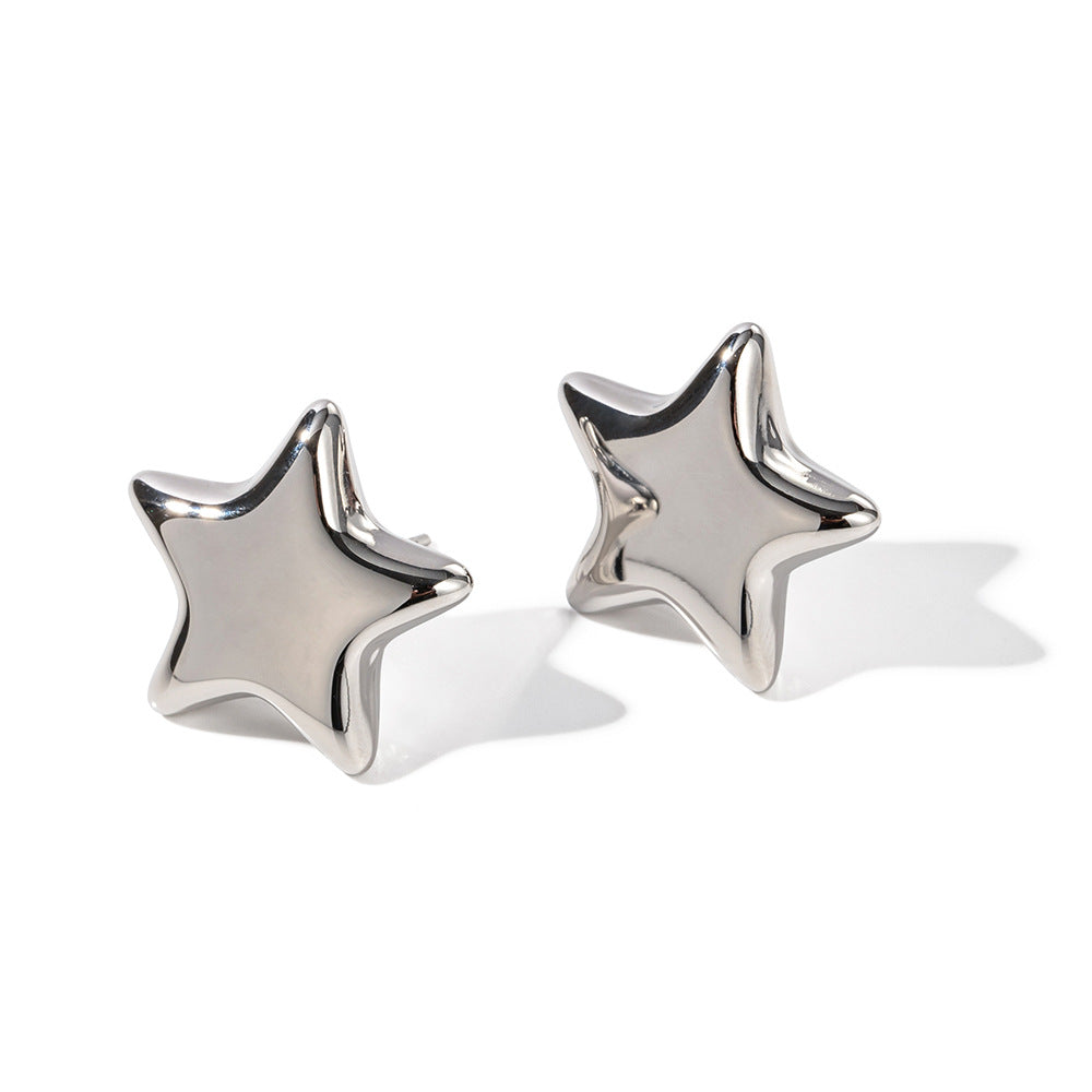 5pcs New Style Fashion Earrings For Ladies White Gold Hollow Star Earrings White Oxidized Tide Earrings