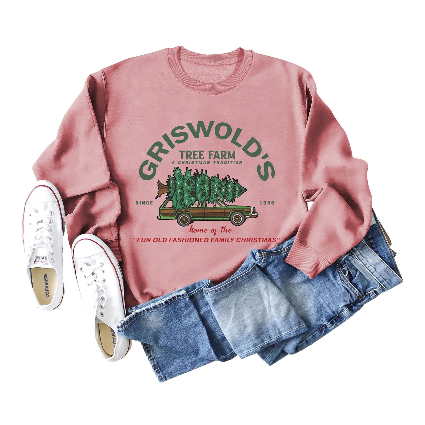 Griswold's Christmas Tree Letter Round Neck Long Sleeve Christmas Plus Size Women's Hoodie