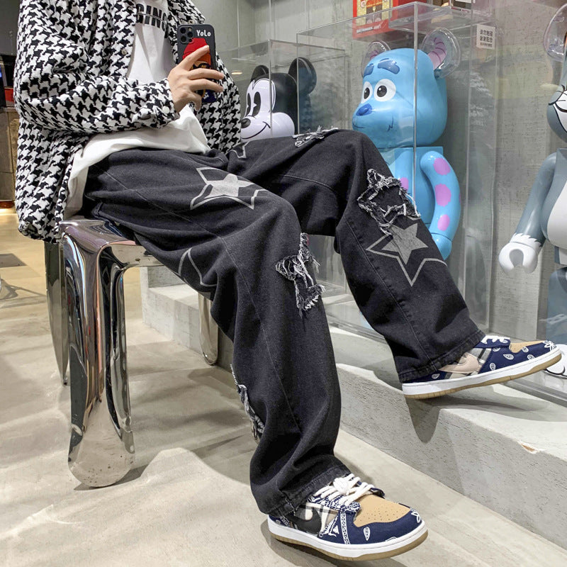 Baggy Print Jeans - Star Z
