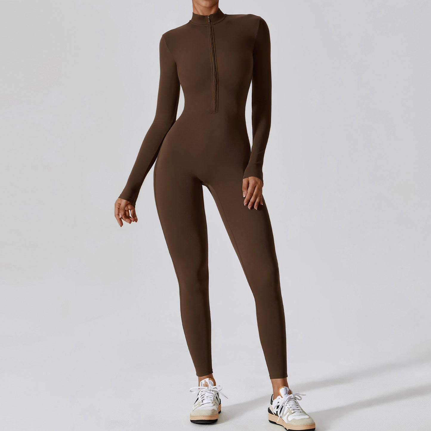 Zipper Naked Long Sleeve Yoga Jumpsuit High Intensity Fitness Sports Bodysuit
