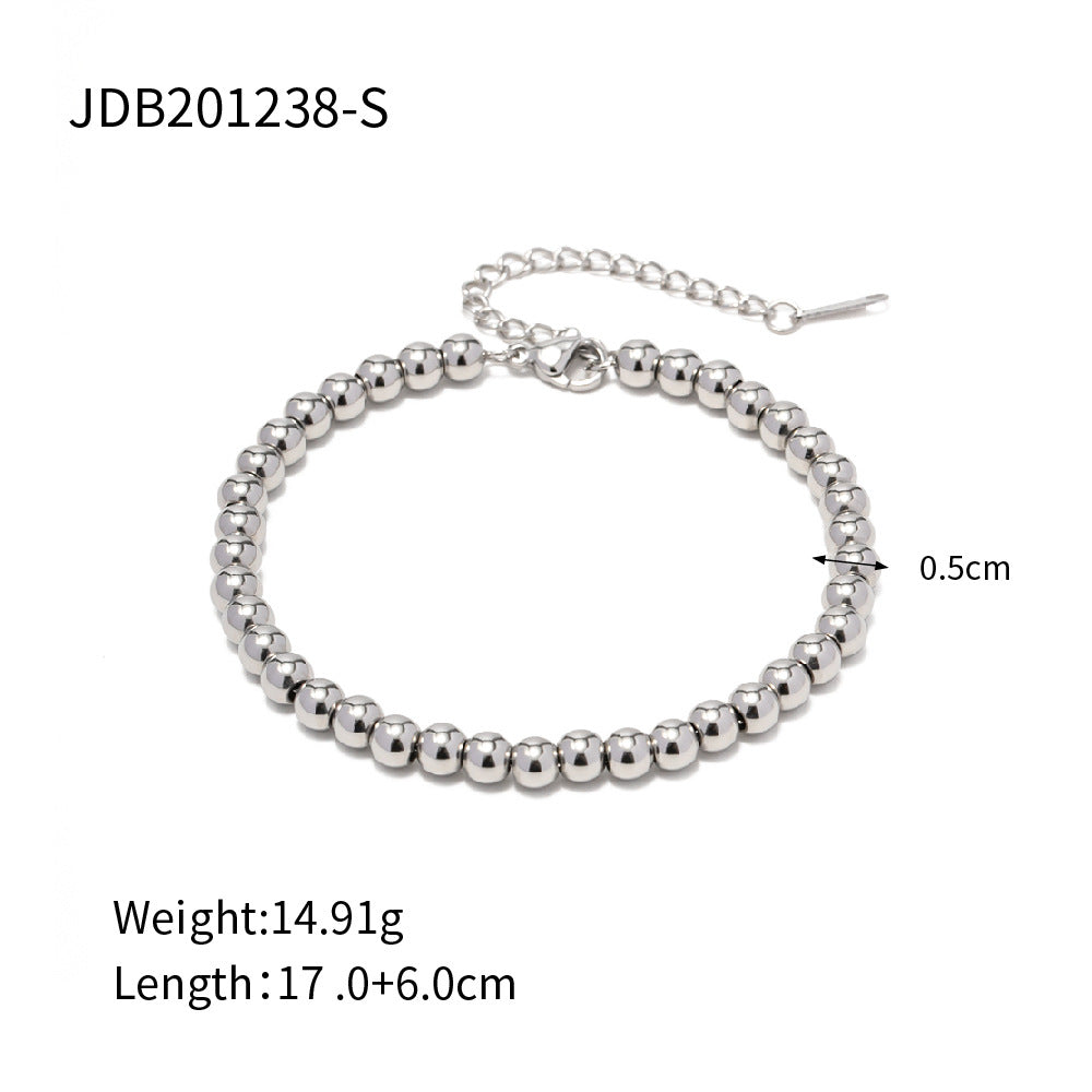 5pcs New Titanium Steel Bracelet 18K Gold Steel Ball Bracelet Stainless Steel Geometric Women's Bracelet Jewelry