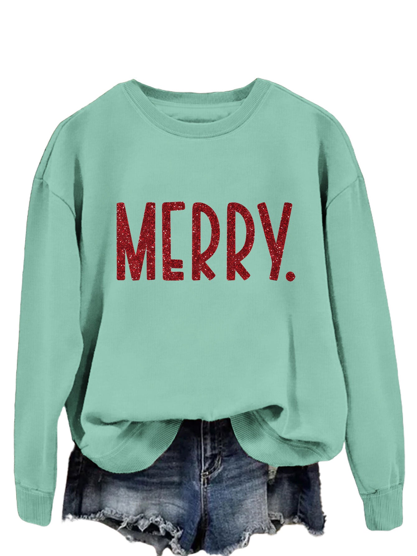Merry Fashion Print All Round Neck Long Sleeve Hoodie