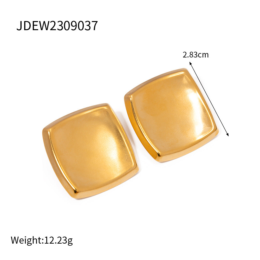 5pcs Simple Retro New 18K Gold High Grade Sense Rectangular Earrings Drop Female Cool Accessories