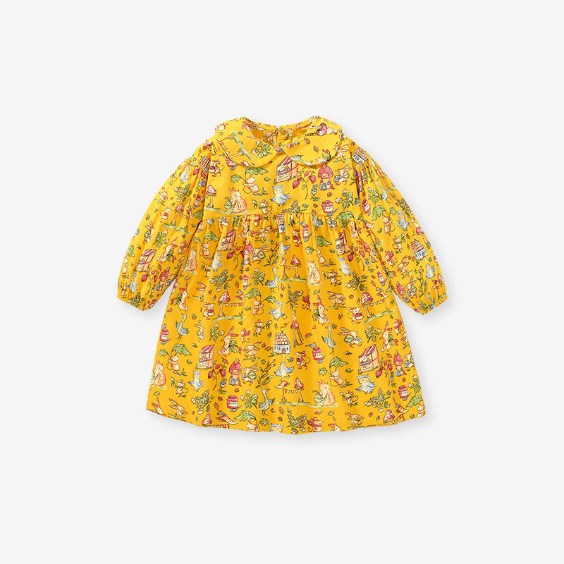 Autumn Long-Sleeved Children's Skirt Girls' Dress Cotton Casual Children's Dress
