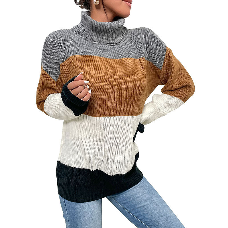 New Autumn Women's Pullover Loose Color Turtleneck Sweater